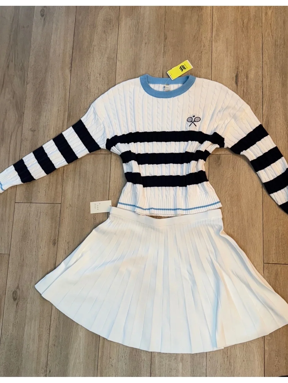 NWT XXL Preppy Tennis Sweater & Pleated Skirt Set Country Club Ships Today